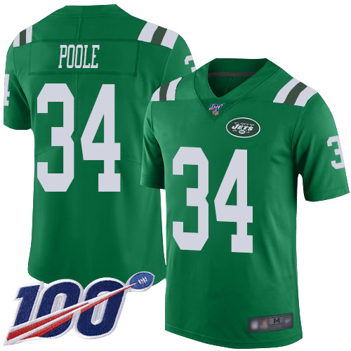 New York Jets Limited Green Youth Brian Poole Jersey NFL Football #34 100th Season Rush Vapor Untouchable->youth nfl jersey->Youth Jersey